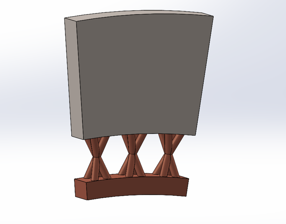 Stylized BCC lattice cooling core supporting the redesigned nozzle structure